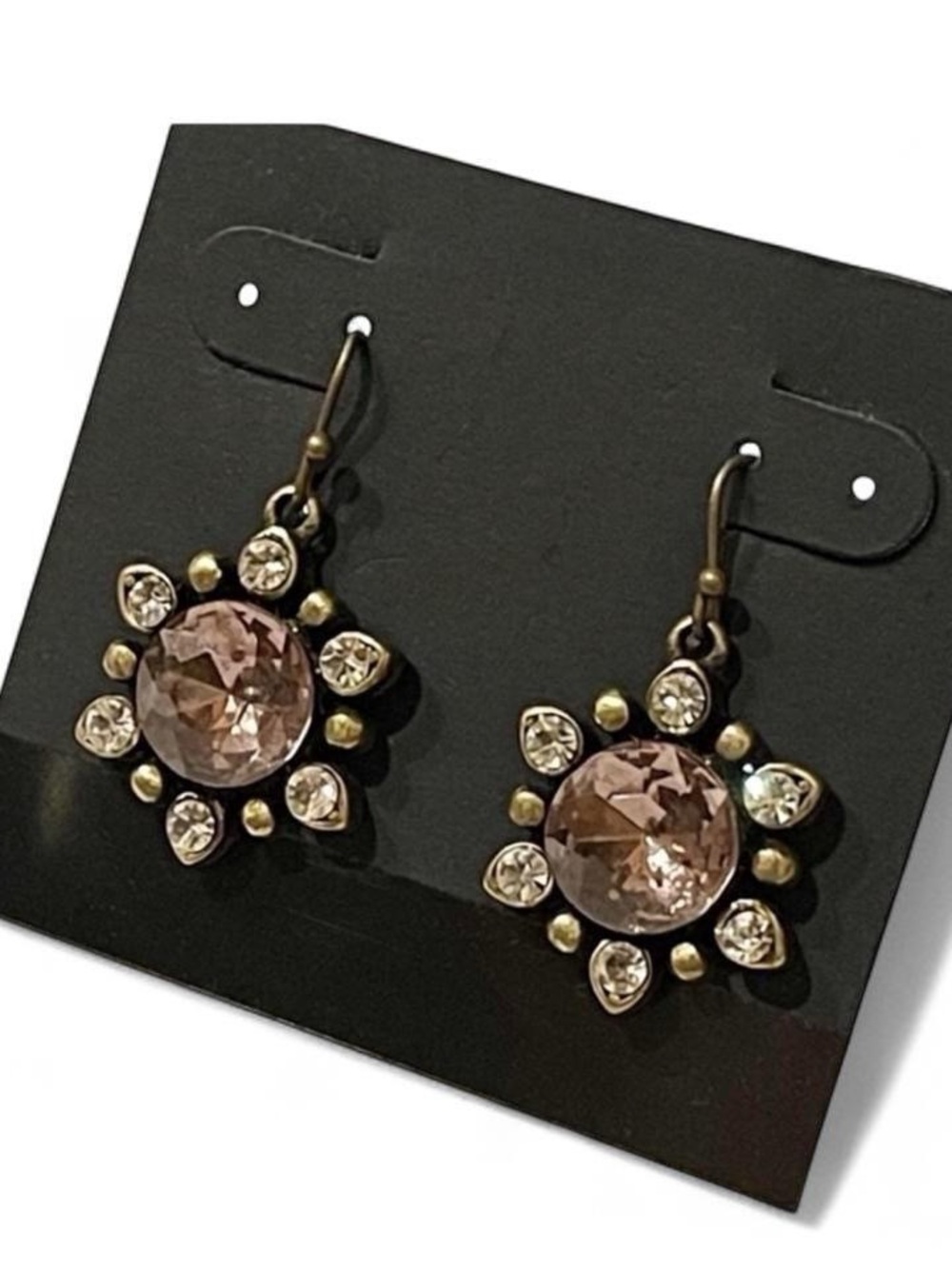 NWOT WA Studios Pink Crystal Sunburst Drop Earrings